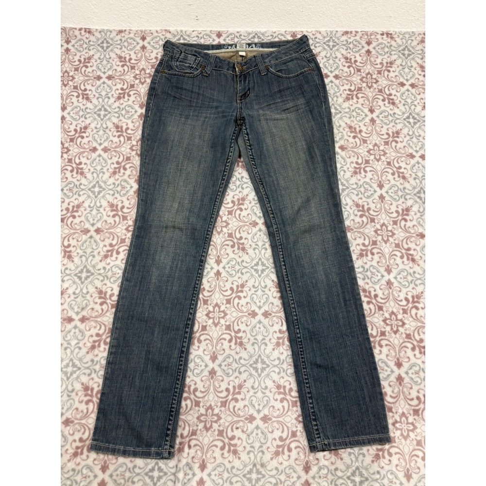 Mudd Womens Straight Leg Jeans Blue Medium Wash Low Rise Size 7 DJBM3955